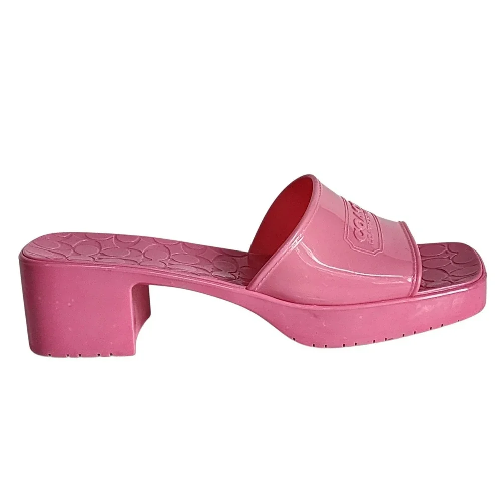 Coach Scarlett Jelly Sandal Pink Platform Slide Block Heel C8998 Womens 10